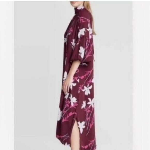 Prologue SZXXL Wine Floral Tie Neck Dress Career Modern Interview Travel Comfy - Picture 3 of 16